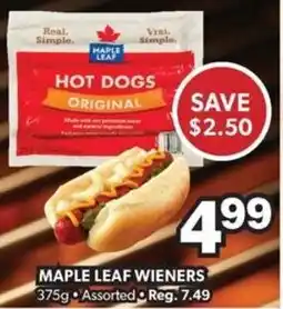 Colemans Maple leaf wieners offer