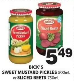 Colemans Bick's sweet mustard pickles or sliced beets offer