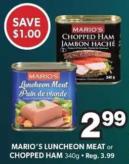 Colemans Mario's luncheon meat or chopped ham offer