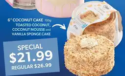Colemans Coconut cake toasted coconut, coconut mousse and vanilla sponge cake offer