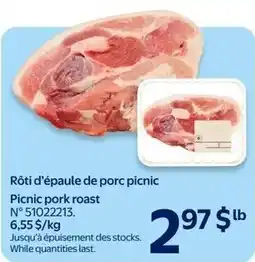 Walmart Picnic pork roast offer