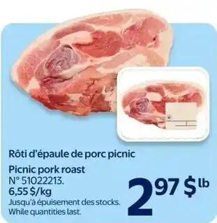 Walmart Picnic pork roast offer