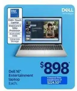 Walmart Dell 16 Entertainment Laptop offer
