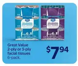 Walmart Great Value Facial Tissues offer