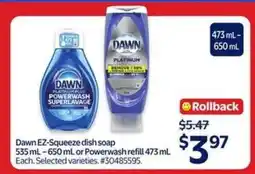 Walmart Dawn EZ-Squeeze Dish Soap offer