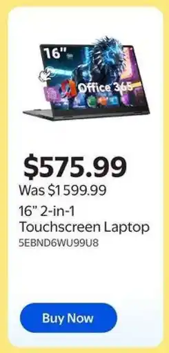 Walmart 16” 2-in-1 Touchscreen Laptop offer