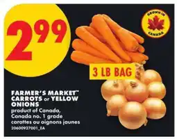 No Frills FARMER'S MARKET CARROTS or YELLOW ONIONS offer