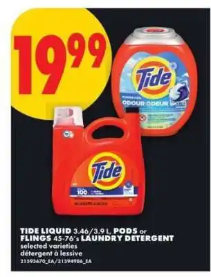 No Frills Tide Liquid, Pods or Flings Laundry Detergent offer