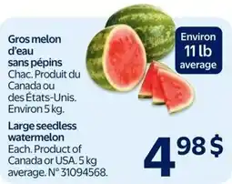 Walmart Large seedless watermelon offer