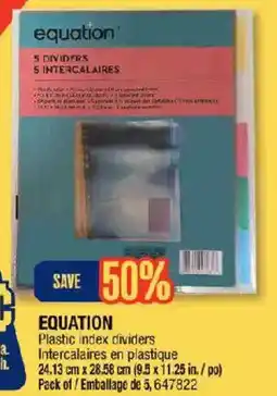 Jean Coutu Equation plastic index dividers offer