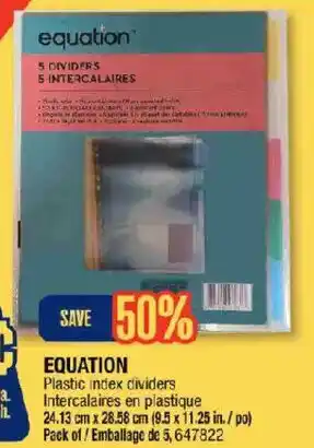 Equation plastic index dividers