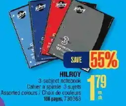 Jean Coutu Hilroy 3-subject notebook offer