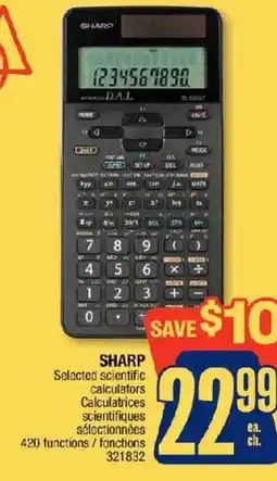 Jean Coutu Sharp selected scientific calculators offer