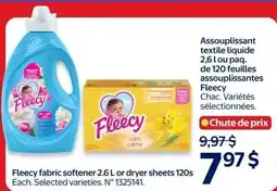 Walmart Fleecy fabric softener or dryer sheets offer