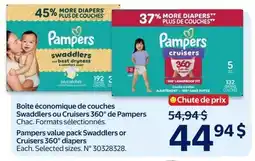 Walmart Pampers value pack Swaddlers or Cruisers 360 diapers offer