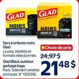 Walmart Glad Black outdoor garbage bags offer