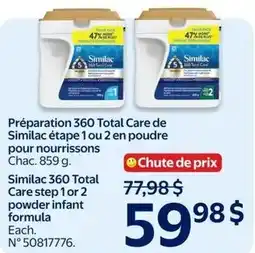 Walmart Similac 360 Total Care step 1 or 2 powder infant formula offer