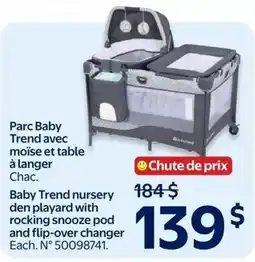 Walmart Baby Trend nursery den playard with rocking snooze pod and flip-over changer offer