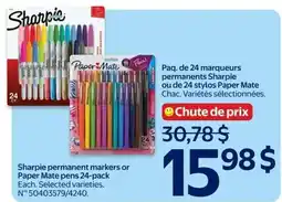 Walmart Sharpie permanent markers or Paper Mate pens offer