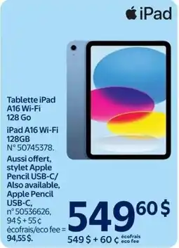 Walmart iPad A16 Wi-Fi 128GB offer