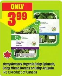 FreshCo Compliments Organic Baby Spinach, Baby Mixed Greens or Baby Arugula offer