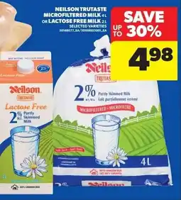 Real Canadian Superstore Neilson Trutaste Microfiltered Milk, or Lactose Free Milk offer