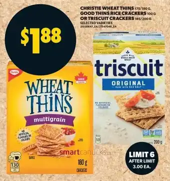 Real Canadian Superstore Christie Wheat Thins, Good Thins Rice Crackers, or Triscuit Crackers offer