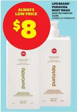 Real Canadian Superstore Life brand puravida body wash offer
