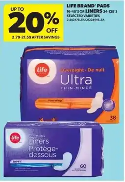 Real Canadian Superstore Life brand' pads or liners offer