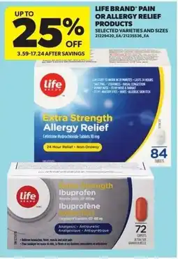 Real Canadian Superstore Life brand' pain or allergy relief products offer