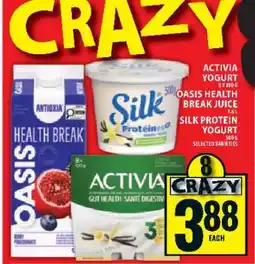 Food Basics Activia Yogurt, Oasis Health Break Juice, Silk Protein Yogurt offer