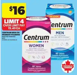 Real Canadian Superstore Centrum Men or Women Vitamins offer