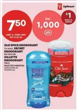 Real Canadian Superstore Old Spice, Secret, or Gillette Deodorant offer