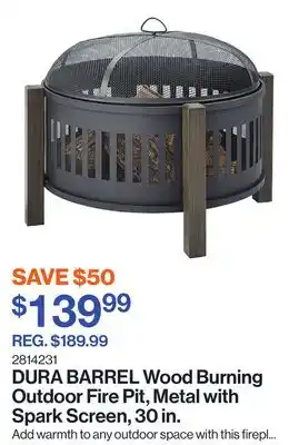 Patrick Morin BARREL Wood Burning Outdoor Fire Pit, Metal with Spark Screen, 30 in offer