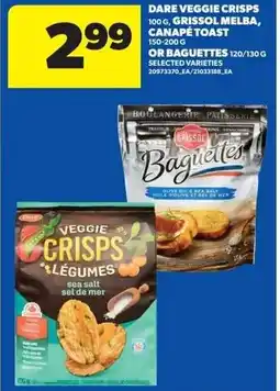 Real Canadian Superstore Dare veggie crisps, grissol melba, canapé toast or baguettes offer