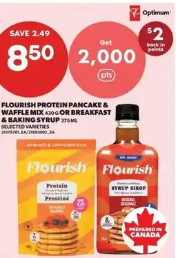 Real Canadian Superstore Flourish protein pancake & waffle mix or breakfast & baking syrup offer