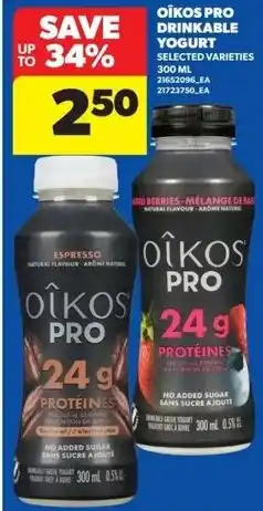 Real Canadian Superstore Oikos pro drinkable yogurt offer