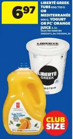 Real Canadian Superstore Liberté greek tubs or mediterranée, yogurt or pc orange juice offer