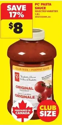 Real Canadian Superstore Pc pasta sauce offer