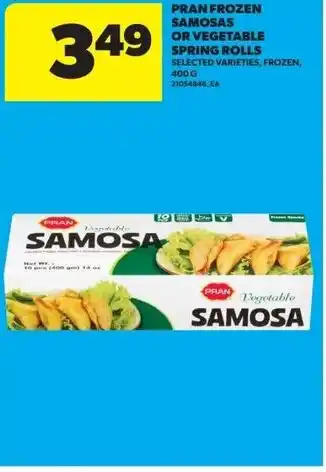 Real Canadian Superstore Pran frozen samosas or vegetable spring rolls offer
