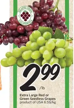 Sobeys Extra Large Red or Green Seedless Grapes offer