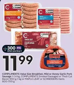 Sobeys COMPLIMENTS Value Size Breakfast, Mild or Honey Garlic Pork Sausage offer