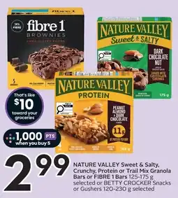 Sobeys NATURE VALLEY Sweet & Salty, Crunchy, Protein or Trail Mix Granola Bars or FIBRE 1 Bars offer