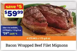M & M Food Market Bacon Wrapped Beef Filet Mignons offer