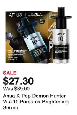 Sephora Anua K-Pop Demon Hunter Vita 10 Porestrix Brightening Serum offer