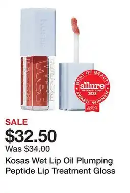 Sephora Kosas Wet Lip Oil Plumping Peptide Lip Treatment Gloss offer