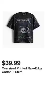 H&M Oversized Printed Raw-Edge Cotton T-Shirt offer