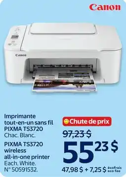 Walmart PIXMA TS3720 wireless all-in-one printer offer
