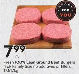 Sobeys Fresh 100% Lean Ground Beef Burgers offer