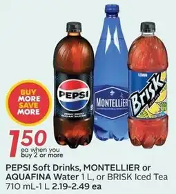 Sobeys Pepsi soft drinks, montellier or aquafina water offer